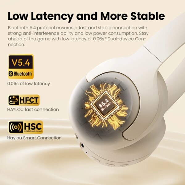 HAYLOU S30 Wireless Bluetooth 5.4 Headphones 43dB Adaptive Noise Cancelling Headsets 40mm Driver 80H Playtime Earphones - Image 4