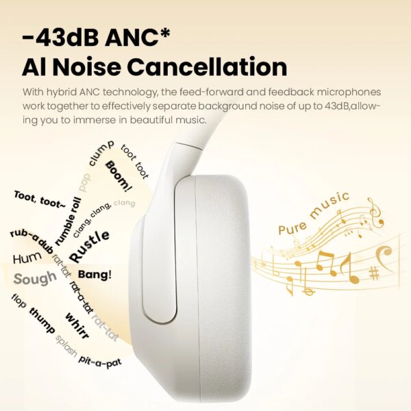 HAYLOU S30 Wireless Bluetooth 5.4 Headphones 43dB Adaptive Noise Cancelling Headsets 40mm Driver 80H Playtime Earphones - Image 5