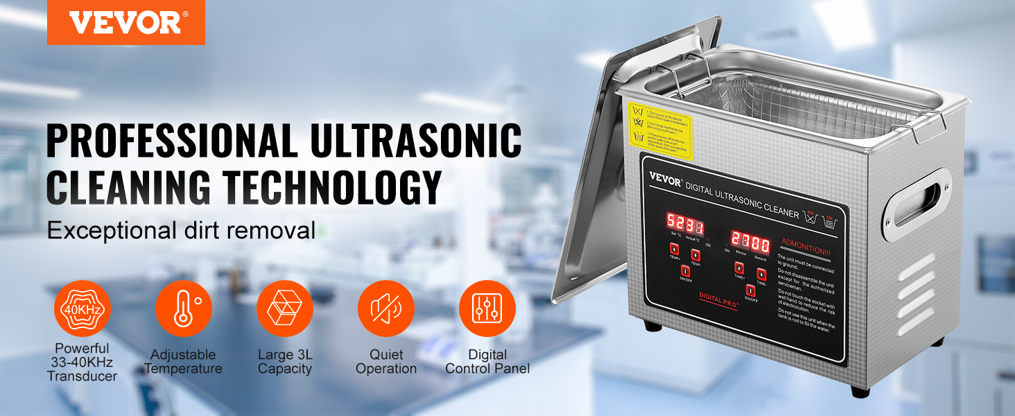 VEVOR 2L 3L 6L 10L 22L 30L Ultrasonic Cleaner Stainless Steel Portable Heated Cleaning Washing Machine Ultrasound Home Appliance VEVOR 2L 3L 6L 10L 22L 30L Ultrasonic Cleaner Stainless Steel Portable Heated Cleaning Washing Machine Ultrasound Home Appliance