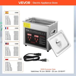 VEVOR 2L 3L 6L 10L 22L 30L Ultrasonic Cleaner Stainless Steel Portable Heated Cleaning Washing Machine Ultrasound Home Appliance