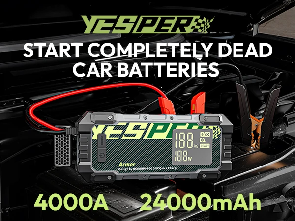 YESPER Car Battery Charger Booster Jump Starter 4000a 12V Battery Booster For Car Portable Car Booster Jump Starter With PD 100W YESPER Car Battery Charger Booster Jump Starter 4000a 12V Battery Booster For Car Portable Car Booster Jump Starter With PD 100W