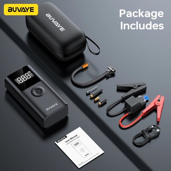 BUVAYE 4 In 1 2500A Portable Jump Starter Power Bank 150PSI Air Pump Booster Car Battery 12V Car Battery Starter Powerbank - Image 6