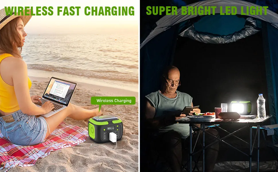 200W Portable Power Station 155Wh Solar Generator 42000mAh Power Bank with AC Outlet 110V, DC, USB QC3.0 for Outdoor Camping RV