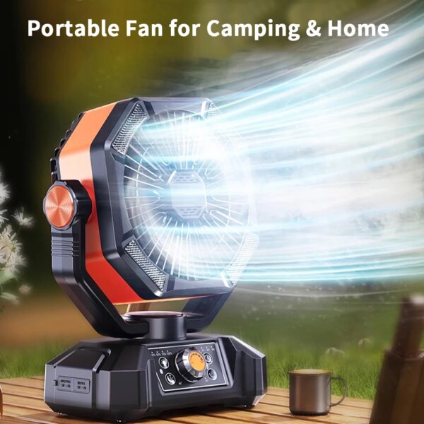 coldSky Camping Fan with 4 LED Lantern 8 Speeds Desk Fan 20000mAh Battery Portable Outdoor Fan for Outdoor Camping and Fishing - Image 2