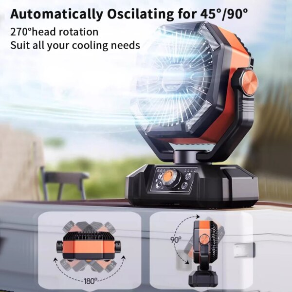 coldSky Camping Fan with 4 LED Lantern 8 Speeds Desk Fan 20000mAh Battery Portable Outdoor Fan for Outdoor Camping and Fishing - Image 6