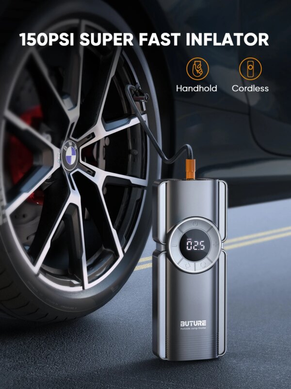 Buture 4 In 1 Jump Starter 150PSI Pump Air Compressor 20000mAh Power Bank 2500A Starting Device 15V Digital Tire Inflator - Image 4