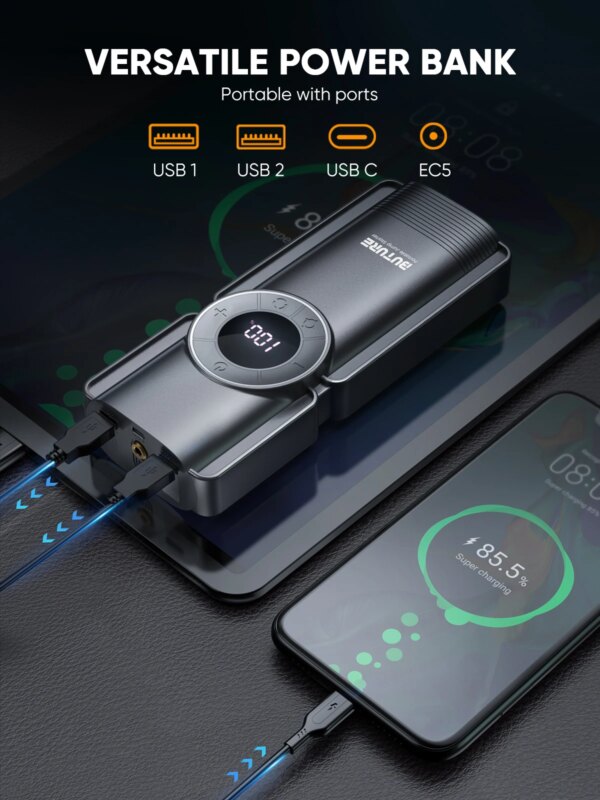 Buture 4 In 1 Jump Starter 150PSI Pump Air Compressor 20000mAh Power Bank 2500A Starting Device 15V Digital Tire Inflator - Image 2