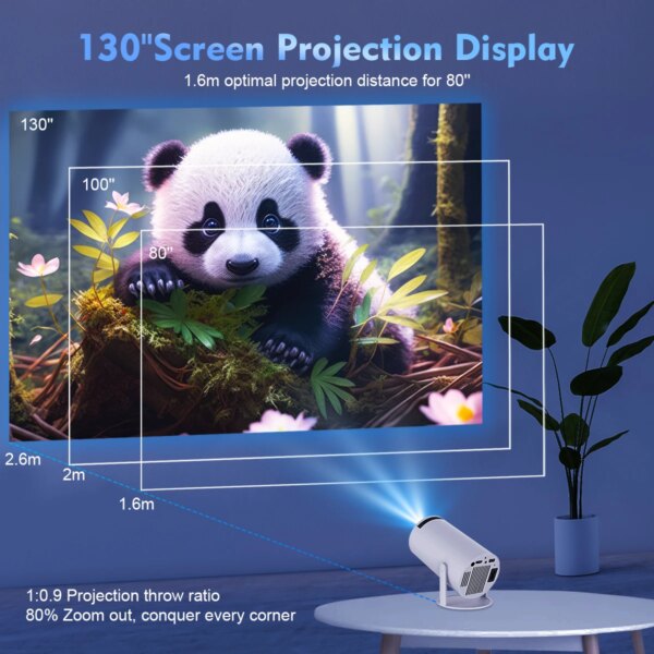 Transpeed Android 11 Wifi6 260ANSI Projector AllwinnerH713 1280*720P 4K180° flexible BT5.0 Home Cinema Outdoor portable Projetor - Image 5